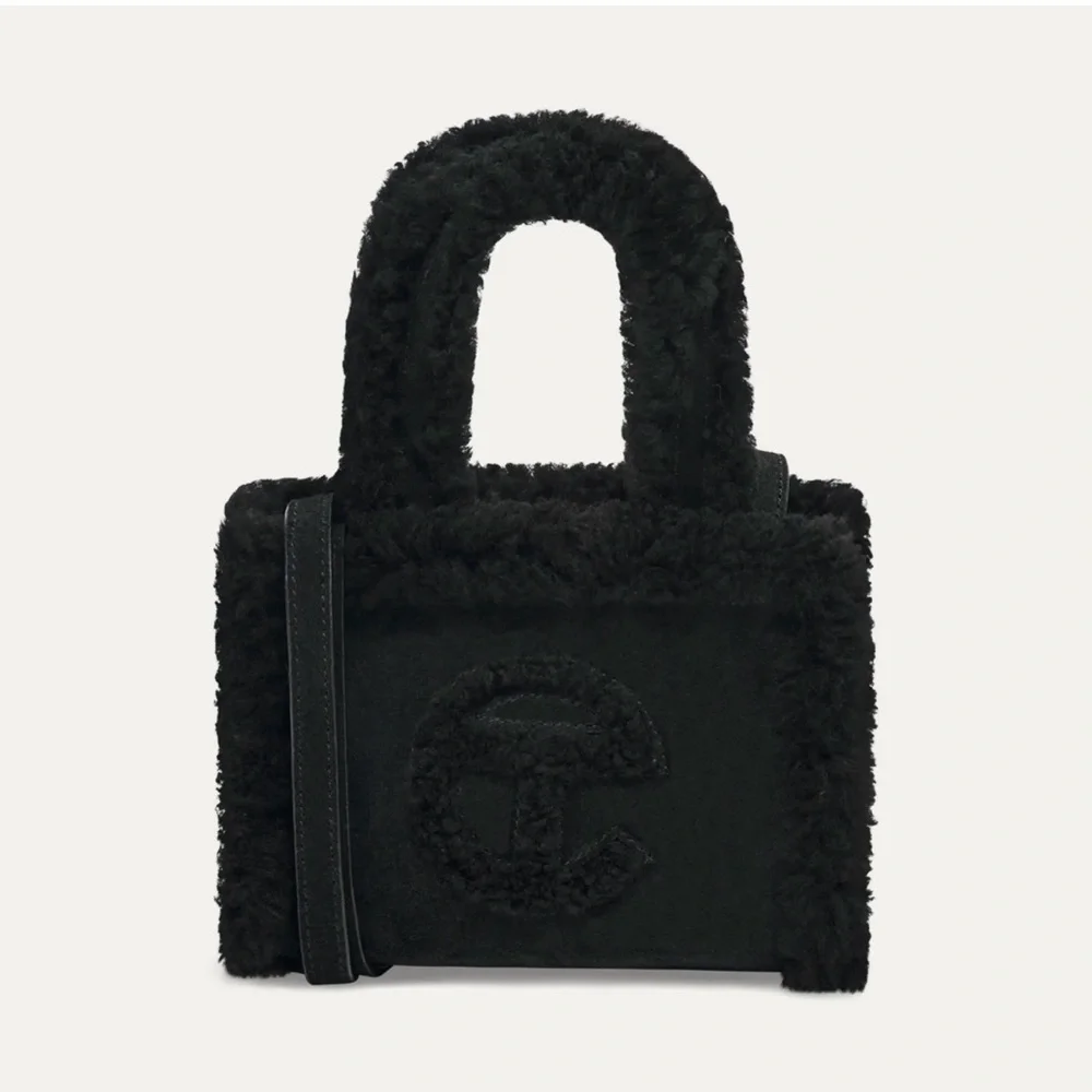 TELFAR X UGG Small Shopper Bag Suede Shearling Black